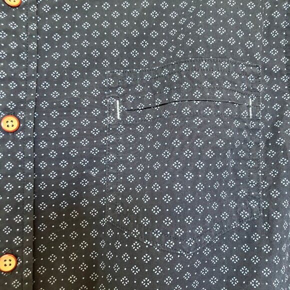 Level Ten Men's Navy Blue Geometric Short Sleeve Button Up Cotton Shirt Large - Picture 6 of 8